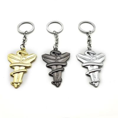 China New Arrival NBA Kobe Basketball Sports Gift Manufacturer Black Mamba Zinc Alloy Metal Iron NBA Key Chain With Snake Lakers Kobe Key Chain for sale