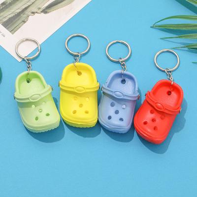 China Hot Selling Mini Lovely Eva Croc Key Chain 3D Foam Hole Sandal Beach Shoes With Flip Flops Slipper Croc Key Chain for sale