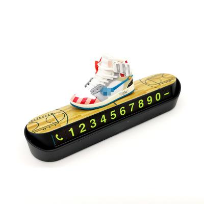 China 3D Cartoon 3D Shoes Sports Jordan AJ Pattern OF-WHITE Sneaker Key Chain Phone Number Card Electroplate Hidden Switch With Temporary Car Parking Card for sale