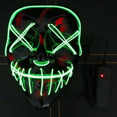 China High Luminous Fashiom Halloween Light Up LED Masks Concert Scary Party Cosplay Purge Masks Wire Halloween Christmas Mask for sale