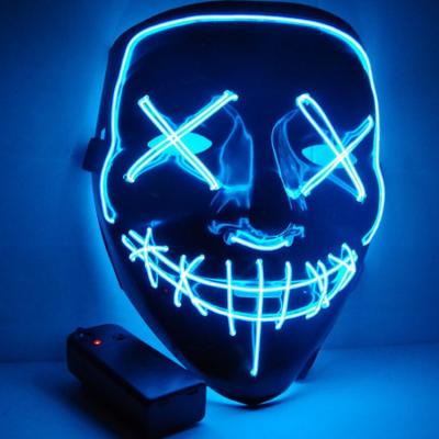 China Halloween. Hot Sale Party Wear Popular Music New Party Halloween Luminous In The Dark Light Mask Led EL Wire Glowing Face Mask for sale