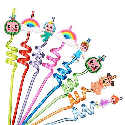 China 8pcs Disposable Dinosaur Theme Plastic Straws For Kids Party Bar Drinking Straws for sale