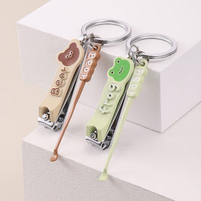 China Customize Cute Animal Portable Metal Nail Clippers Earpick Key Chain Stainless Steel Nail Cutter Portable Cartoon Cutter for sale