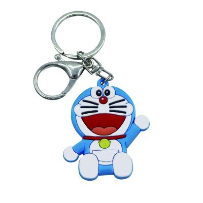 China Eco-Frendly Factory Price Promotion Cartoon Anime Doraemon Soft PVC Ring Key Chain With Wristband Key Chain for sale