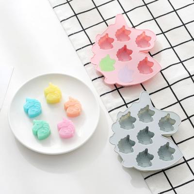 China 7-Cavity Unicorn Colorful Shape Sustainable Hot Selling Food Grade Baking Tray Christmas 100% Food Grade Chocolate Molds for sale