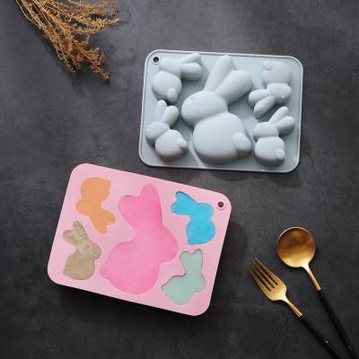 China Sustainable No-Stick 12 Cavities Rabbit Shape Steaming Mold Cooking Soap Mold /Biscuit Cake Mold for sale