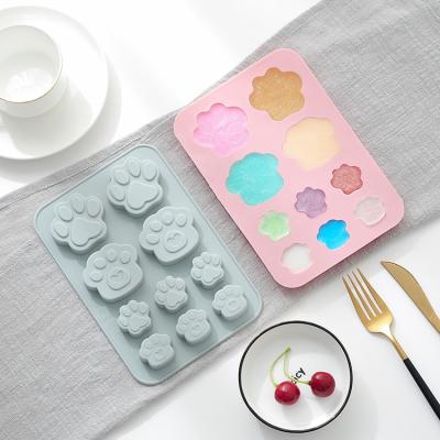 China Kitchen 100% Viable Hot Selling Food Grade BPA Free Silicone 10 Cavities Dog Footprints Form Cake Mold for sale