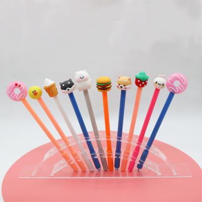 China Agriculture PVC 3D shape stationery gift high quality soft creative animal gel pen with cartoon pencil topper for sale