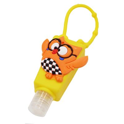 China 30ml Personal Care Empty Bottle With Silicone Holder Chain Head Hand Sanitizer Container for sale