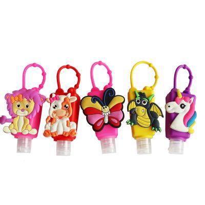 China Personal care on stock 30ml wholesale empty plastic bottles for hand sanitizer bottle with key chain for sale