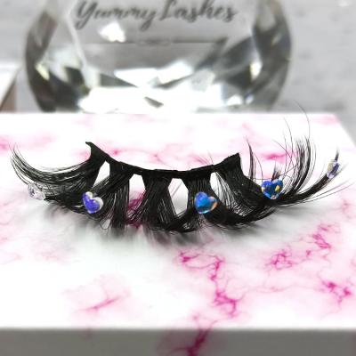 China 3d 5d effect rhinestones faux glitter lashes glitter strip lashes other eyelashes with glitter on them for sale