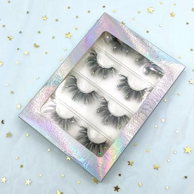 China 3d 5d Effect 4 Pair Per Box Laser False Lashes Glitter Strip Lashes Lashes With Glitter On Them for sale