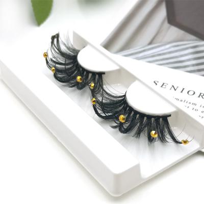 China 3d 5d effect new gold diamond false eyelashes mink gem lashes for sale