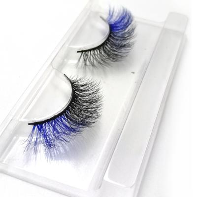 China 25mm Long Lint Muti Natural Blue Color Lashes Two Tone Colored Mink Lashes for sale