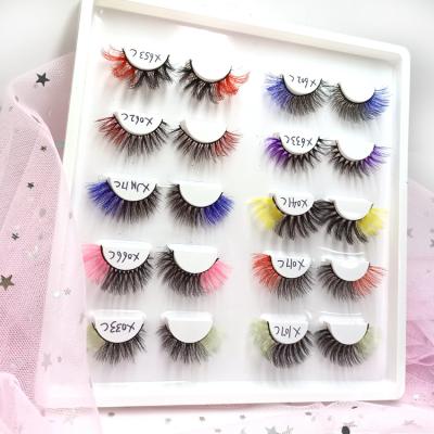 China Long Natural Mink 3d Colored Lashes Colored End Mink Lashes Colored Fake Lashes for sale