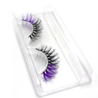 China Natural Wholesale Russian Long Strip Colored Lashes Colored Lashes Faux Mink Rainbow Color Fluffy Lashes for sale