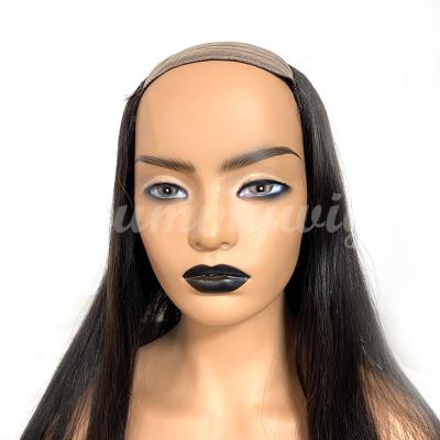 China Natural Straight Custom Color Human Hair Wigs Raw Hair Sport Wigs With Knitted Cap for sale