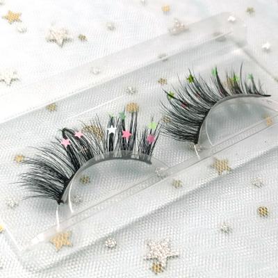 China 3d 5d effect glitter eyelash mink shimmer lashes 25mm false sparkle eyelash sequin lashes for sale