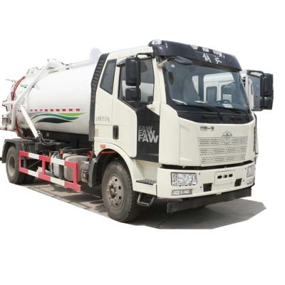 China Q235 carbon steel FAW 10000 liters sewage truck septic tank truck using in basement for sale en venta