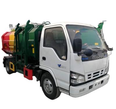 China Factory Japan Brand ISUZ U 5m3 side loader waster trucks elevate unloading garbage vehicles for sale