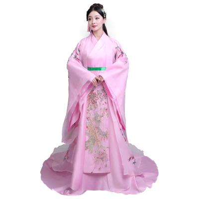 China Ancient Chinese Hanfu hanfu costume Embroidered Pink Charming Traditional Female Costume Elegent Princess Wear Ancient Twill Pants Dress Female for sale