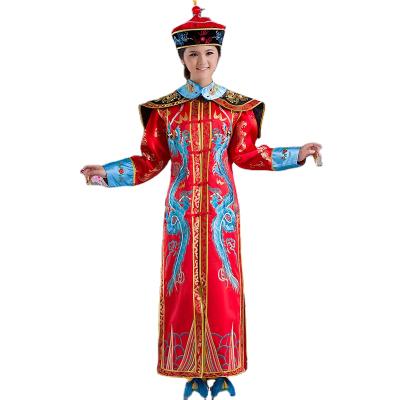 China Ancient Manchu Dress Cosplay Hanfu China Qing Dynasty Queen Empress Robe for Lady Chinese Traditional Women Clothing Law Costume Drop Shipping for sale