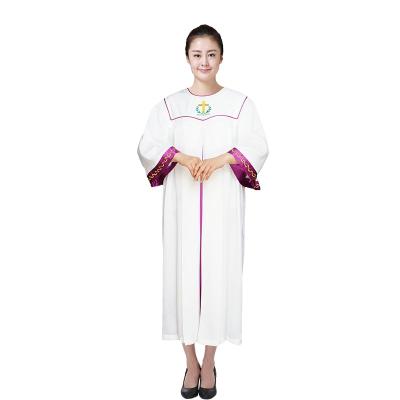 China Red Purple White Clergy Choir Team Apparel Robe Christian Psalm Clothing Serve Christ Robe Half-sleeve Holy Church Robe for sale