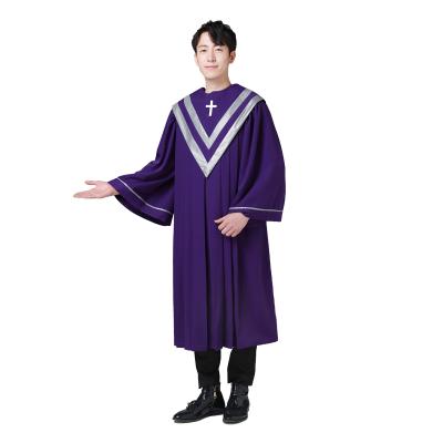 China Purple Baptism Choir Hymn Robe Christening Choir Robe Lord Jesus Christian Long Robe Holy Garments Church Robe USA Europe Normal Quality for sale