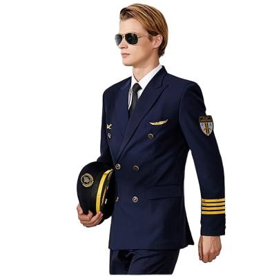 China Airline Uniform Coat Suits Property Workwear Flight Suit Captain Uniform Male Pilot Professional Aviation Air Line Jacket+Pants for sale