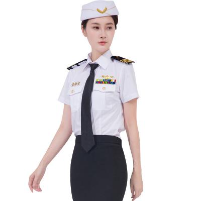 China Airline summer seawoman hat + shirt + female short sleeved professional clothing stewardess captain aviation uniform skirt + accessories for sale