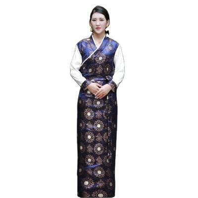 China Chinese Folk Tibetan Costume Dance Performance Costume Minority Life Clothing Traditional Long Dress in Tibet for sale