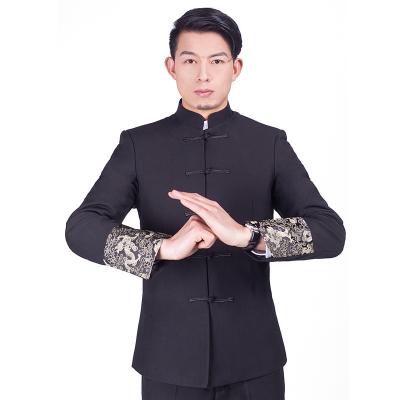 China Men's Clothing Ethnic Tang Suits Coat + Pants Stand Collar Zhongshan Suit Youth Hanfu Buckle Chinese Wedding Show Clothing DM29 for sale