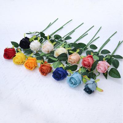 China Hot Sale Beautiful Colorful Black Silk Rose 50cm Single Stem Artificial Rose For Wedding Decor for sale