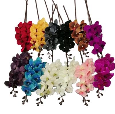 China Wholesale 8 Heads Artificial Silk Artificial Flowers High Simulation Orchid Flowers For Home Decor for sale