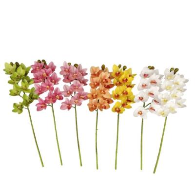 China High Simulation Wholesale 10 Heads Artificial Flowers Touch Cymbidium Orchid Real For Home Decor for sale