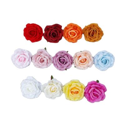 China 12cm durable high quality silk rose artificial flowers rose heads white artificial roses for wedding decor for sale