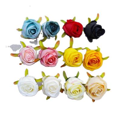 China Hot sale 6cm real silk rose heads artificial rose artificial rose rose heads bud wedding decor for sale