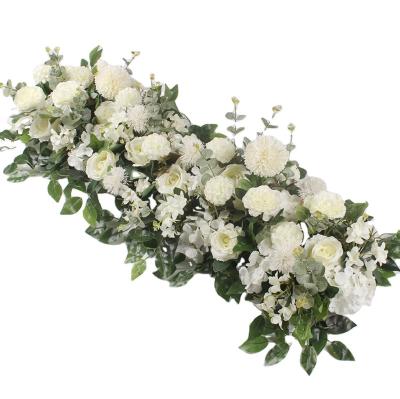 China Silk floral runner the popular wedding wedding party event decoration decor artificial flowers table runner flower runner for layout for sale