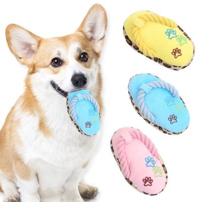 China Viable Cheap Pet Products Dog Chewing Toy Plush Slippers Soft Plush Chewing Toy Teeth Cleaning Dog Toys for sale