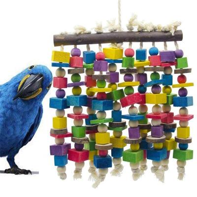 China Viable Parrot Gnawing Toy Large Parrot Bird Toy Wooden Swing Parrot Supplies Equipment Bird Toy for sale