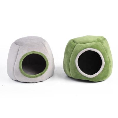 China Partially Enclosed Small Animal Nest Warm And Cozy Cotton Small Animal Nest Windproof Tree Stump Hedgehog Hamster for sale