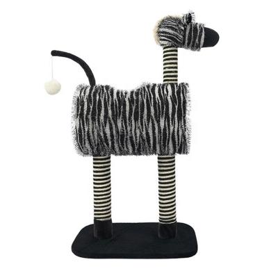 China Professional Viable Treehouse Cat Sisal Scratching Post Toy from Cat Tower Tree Colorful Zebra Cat for sale