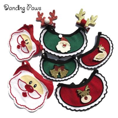 China 2019 Viable Christmas Cute Dog Cat Bib Dog Bibs Scarves Bandanas Helmet Antler Cheap Wholesale Puppy Accessories for sale