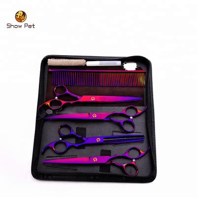 China 7 Inch Pet Grooming Razor Scissors Dog Hair Shears Multi Sustainable Colorful Set for sale