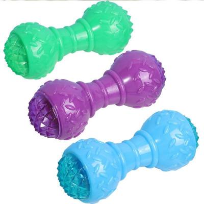 China Dog Vocal Chew New Product TPR Dumbbell Toy Floating Water Amazon Cross-Border Viable Flashing Dog Training Toy for sale