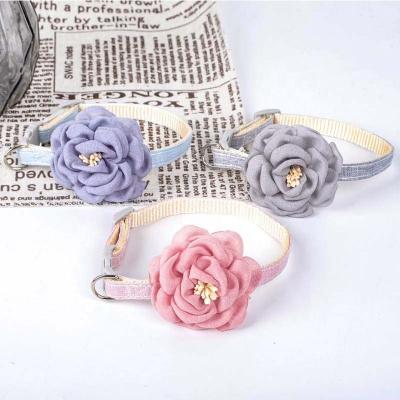 China Viable Simulation Camellia Solid Color Pet Collar Cat Accessories Cat Cotton Collar Cat Collar of new product for sale