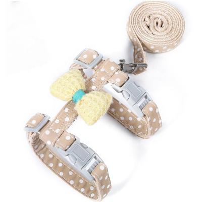 China Viable Summer Polka Dot Bowknot For Cat With Back I-shaped Trunk Pull Rope To Prevent Breaking Away Cat Rope 1cm for sale