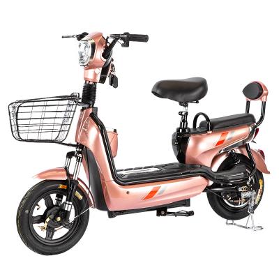 China Carbon steel Direct selling lithium battery pedal electric bicycle with basket battery electric bicycle for sale