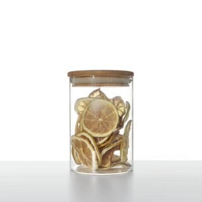 China Sustainable Glass Material BJ85-120 And Eco-friendly Feature Glass Storage Jar With Bamboo Press Lid for sale