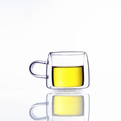 China BB26566 Sustainable Heat Resistant Glass Coffee Clear Double Wall Glass Cup / Mugs for sale